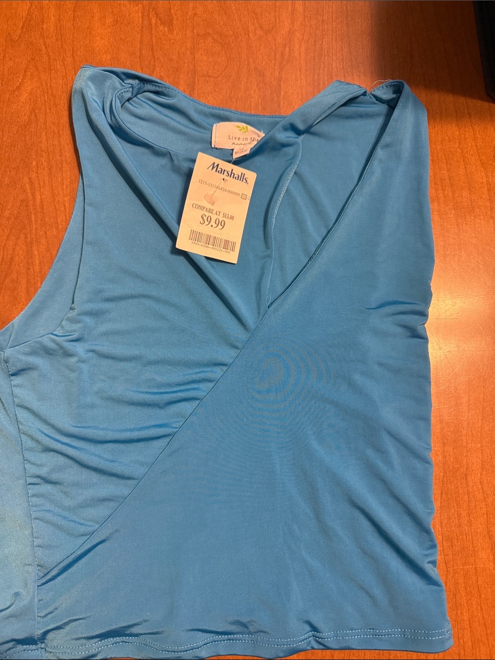 Live in Comfort Blue Sleeveless V-Neck Tank Top - Casual Wrap Style